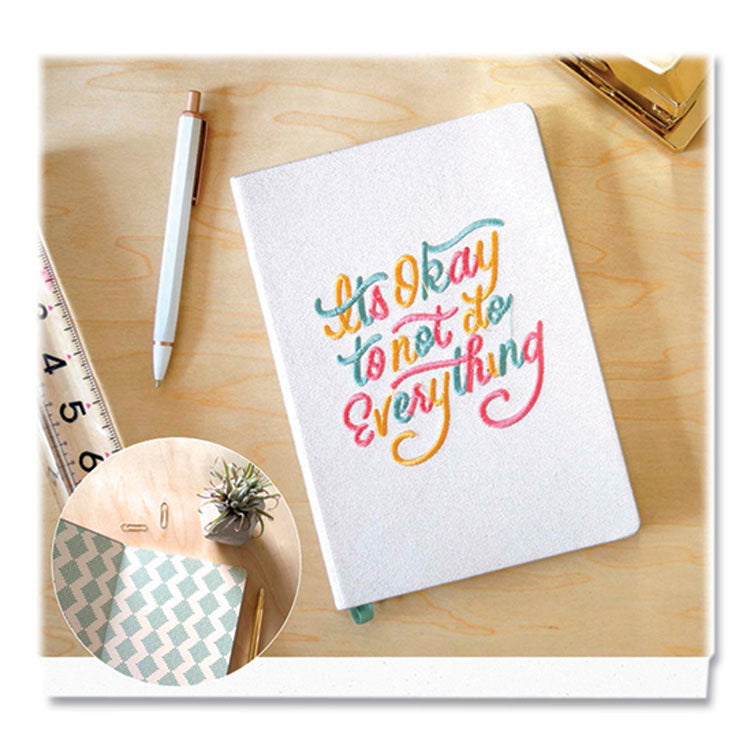 Vegan-Suede Layflat Hardbound Journal, It's OK to Not Do Everything, Medium/College Rule, White Cover, (144) 8 x 5.5 Sheets