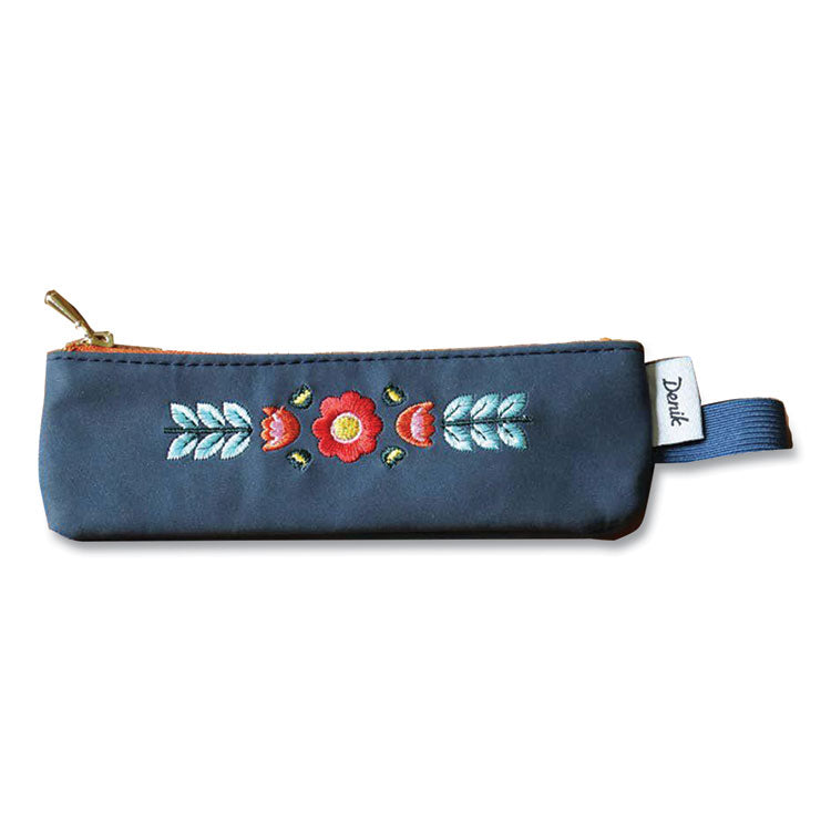 Evelynn Zipper Vegan Suede Notebook Pouch, 2" x 6.5", Blue/Red/Yellow