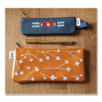 Evelynn Zipper Vegan Suede Notebook Pouch, 2" x 6.5", Blue/Red/Yellow