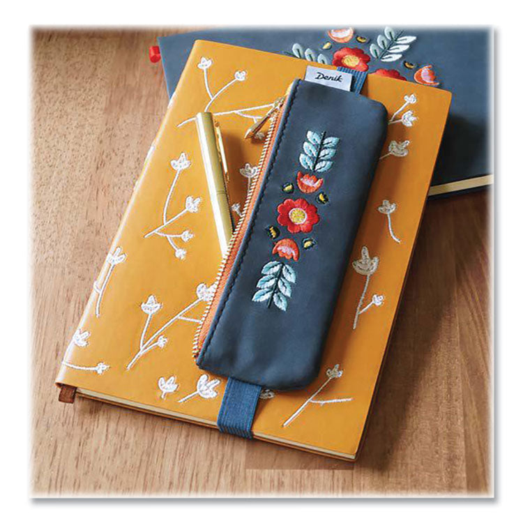 Evelynn Zipper Vegan Suede Notebook Pouch, 2" x 6.5", Blue/Red/Yellow