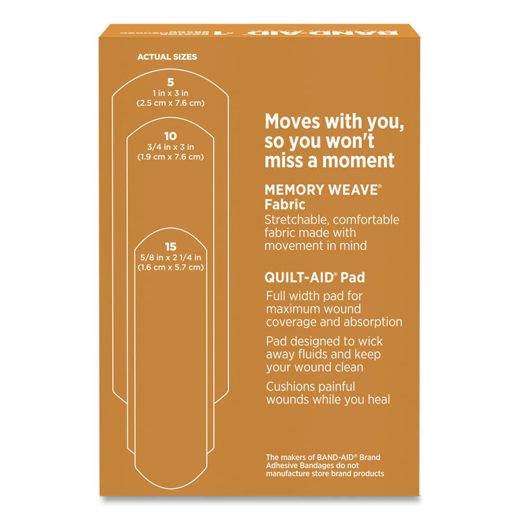 OurTone Adhesive Bandages, BR45, 2.25 x 0.63; 3 x 0.75; 3 x 1, Light Brown, 30/Pack