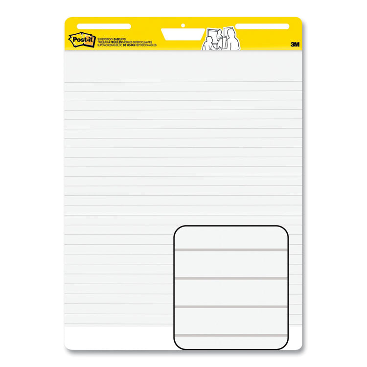 Vertical-Orientation Self-Stick Easel Pads, Wide Ruled, 25 x 30, White, 30 Sheets/Pad, 6 Pads/Pack