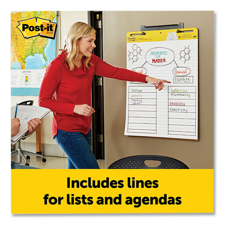 Vertical-Orientation Self-Stick Easel Pads, Wide Ruled, 25 x 30, White, 30 Sheets/Pad, 6 Pads/Pack