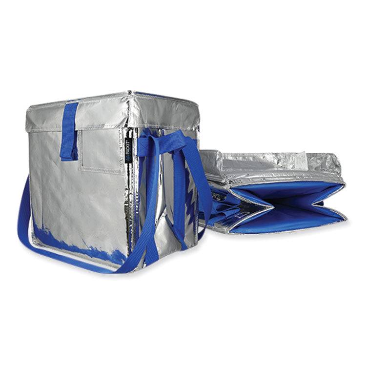 Fresh Eco Freeze Tote, (2) Blue Nylon Shoulder Straps, (2) Blue Nylon Strap Handles, 13.5" x 9" x 13", Silver/Blue, 4/Carton
