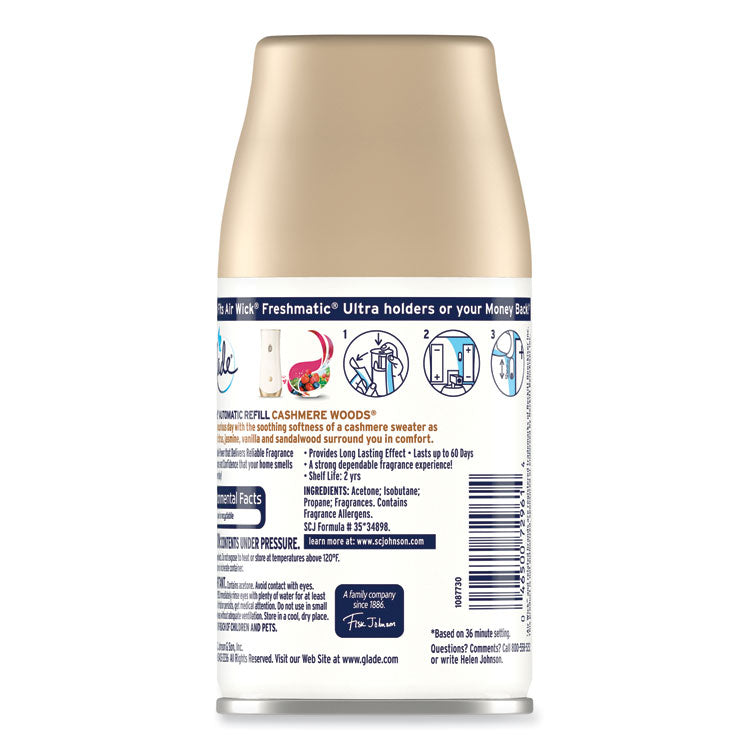 Automatic Air Freshener, Cashmere Woods, 6.2 oz, 4/Carton