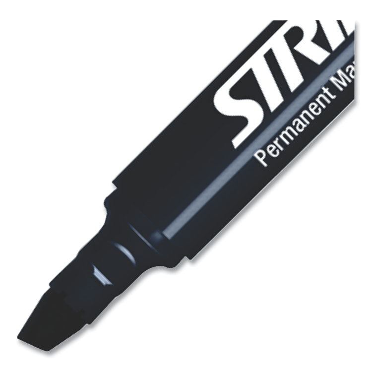 StrideMark Tank Permanent Marker, Broad Chisel Tip, Black, 12/Pack