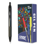 StrideRio Gel Pen, Retractable, Medium 0.7 mm, Black Ink, Translucent Black Barrel, 12/Box