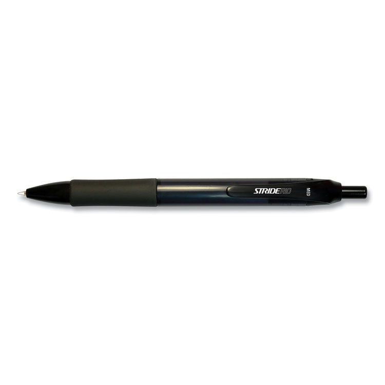 StrideRio Gel Pen, Retractable, Medium 0.7 mm, Black Ink, Translucent Black Barrel, 12/Box