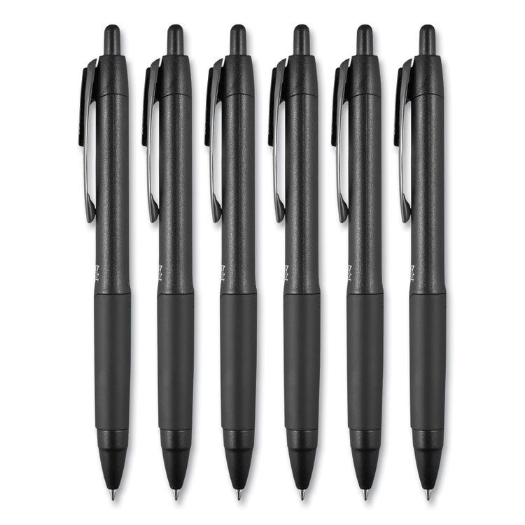 207 Plus+ Gel Pen, Retractable, Medium 0.7 mm, Assorted Inspirational Ink Colors, Black Barrel, 6/Pack