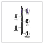 207 Plus+ Gel Pen, Retractable, Medium 0.7 mm, Assorted Inspirational Ink Colors, Black Barrel, 6/Pack
