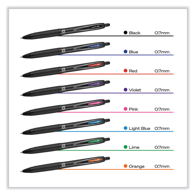 207 Plus+ Gel Pen, Retractable, Medium 0.7 mm, Assorted Inspirational Ink Colors, Black Barrel, 6/Pack