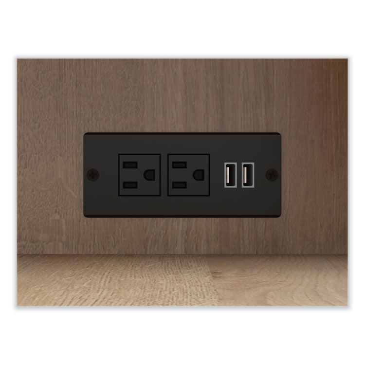 Turing Home Office Workstation with Integrated Bookcase and Power Center, 48.3" x 31.75" x 55.25", Desert Ash/Black