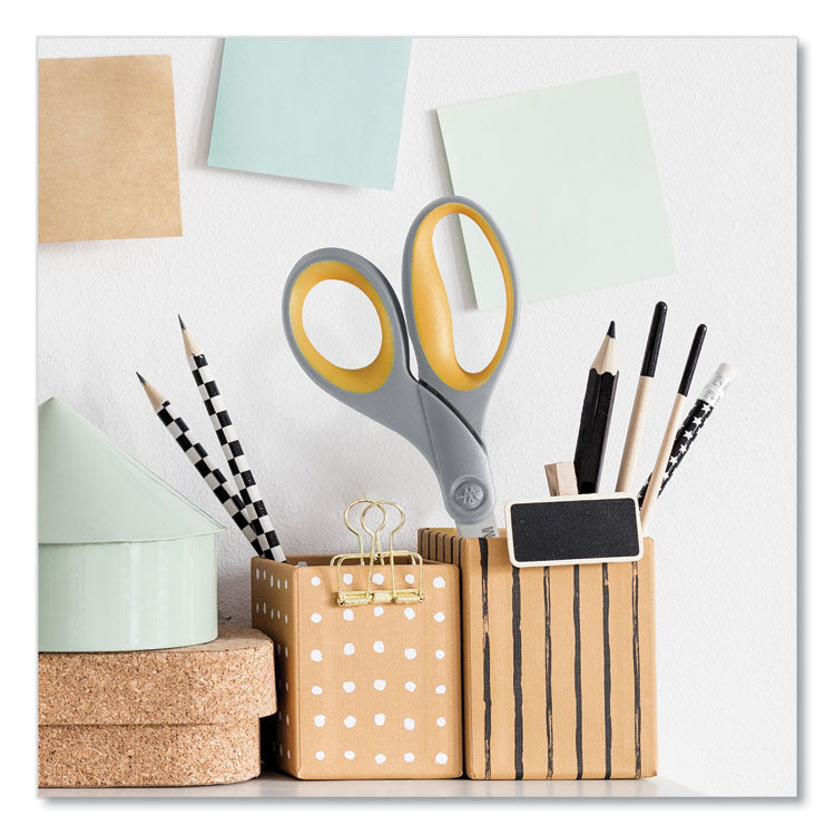 Titanium Bonded Scissors, 7" Long, 3" Cut Length, Straight Gray/Yellow Handle