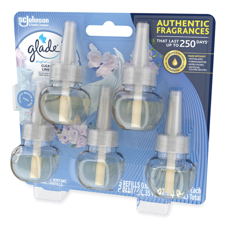 Plugins Scented Oil Refill, Clean Linen, 0.67 oz, 5/Pack