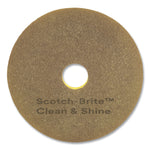 Clean and Shine Pad, 14" Diameter, Brown/Yellow, 5/Carton
