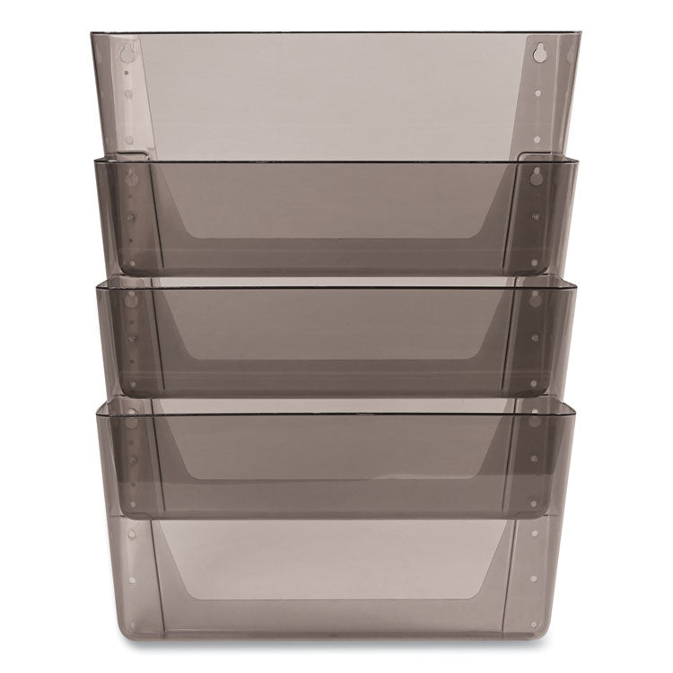 DocuPocket Stackable Four-Pocket Wall File, 4 Sections, Letter Size, 13" x 4", Smoke
