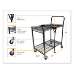 Stowaway Folding Carts, Metal, 2 Shelves, 250 lb Capacity, 29.63" x 37.25" x 18", Black