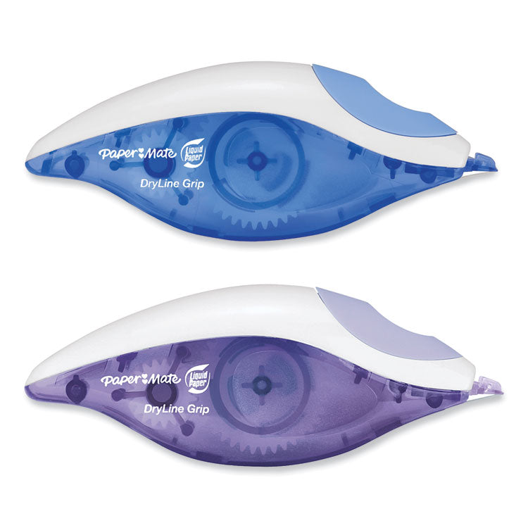 DryLine Grip Correction Tape, Blue/Purple Applicators, 0.2" x 335", 2/Pack