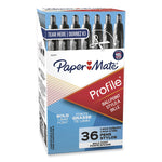 Profile Ballpoint Pen Value Pack, Retractable, Bold 1.4 mm, Black Ink, Translucent Black Barrel, 36/Box