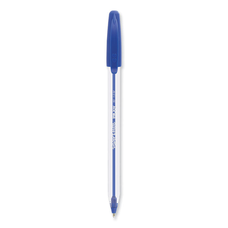 InkJoy 50ST Ballpoint Pen, Stick, Medium 1 mm, Blue Ink, Clear Barrel, 60/Pack
