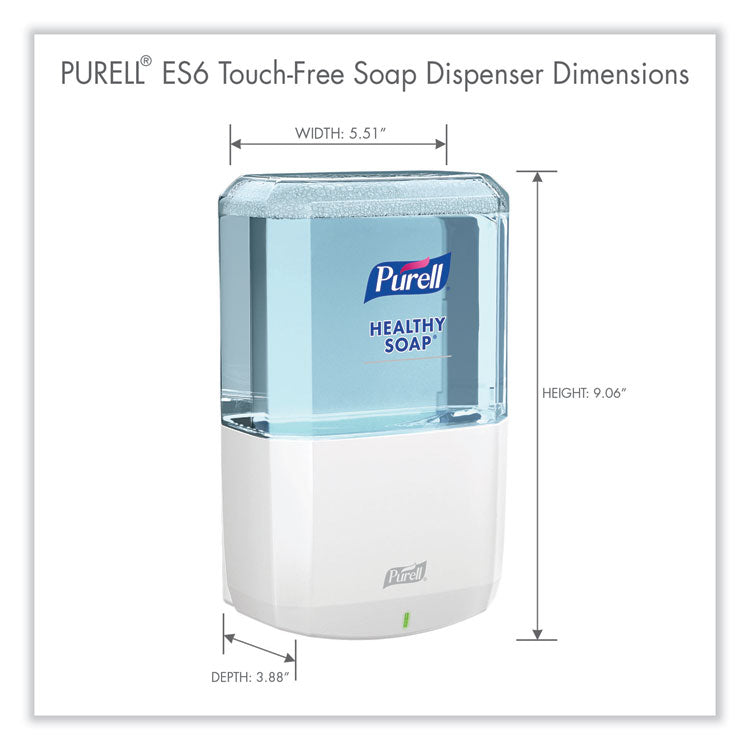 Es6 Soap Touch-Free Dispenser, 1,200 Ml, 5.25 X 8.8 X 12.13, White