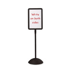WriteWay Two-Sided Dry Erase Standing Message Sign, White 14.25" x 22.5" Rectangle Surface, Black Frame, 14.25" x 22.5" x 65"