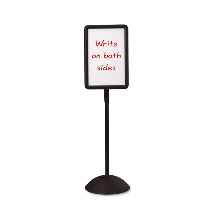 WriteWay Two-Sided Dry Erase Standing Message Sign, White 14.25" x 22.5" Rectangle Surface, Black Frame, 14.25" x 22.5" x 65"