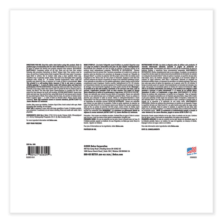 Untouchable Floor Finish with SRT, 1 gal Bottle, 4/Carton