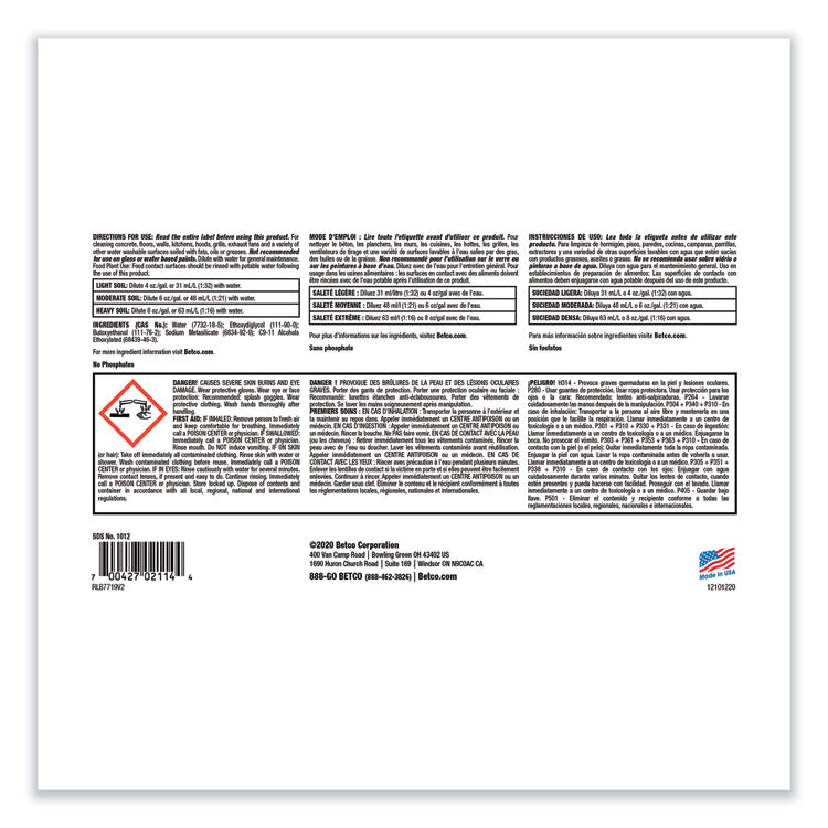 Kitchen Degreaser, Characteristic Scent, 1 gal Bottle, 4/Carton