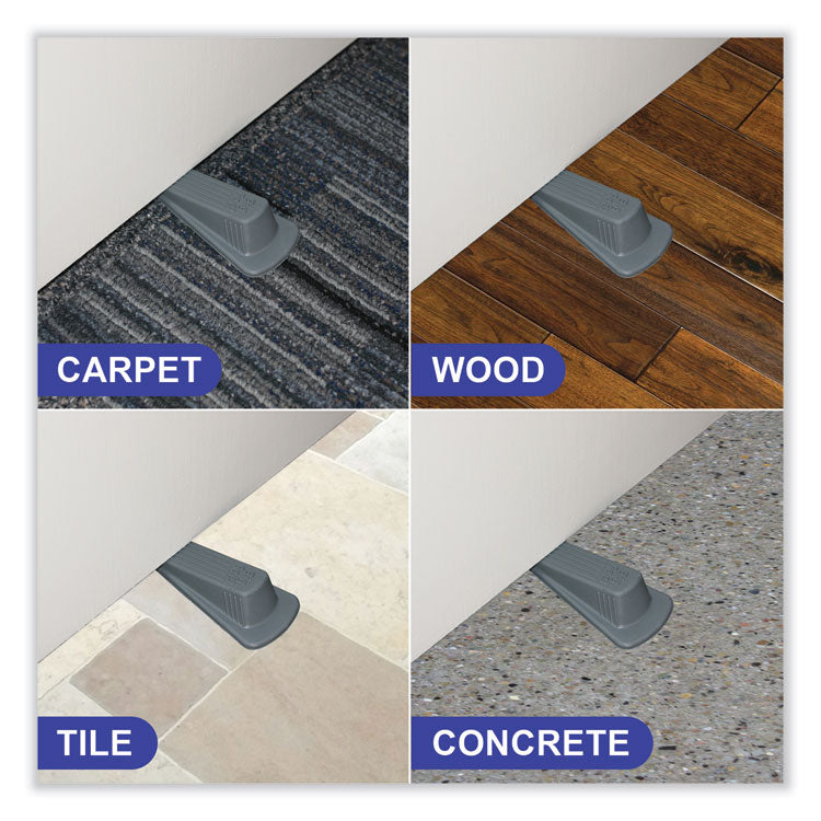 Big Foot Doorstop, No Slip Rubber Wedge, 2.25w X 4.75d X 1.25h, Gray, 2/pack