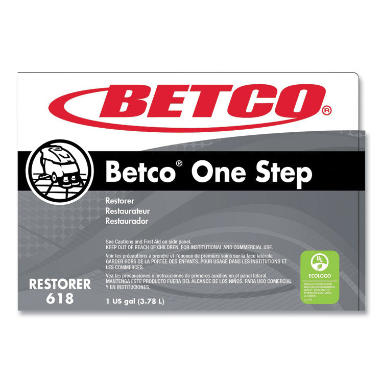 One Step Floor Restorer, Lemon Scent, 1 gal Bottle, 4/Carton