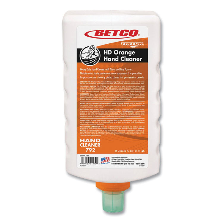 HD Orange Hand Cleaner Refill for Triton Dispensers, Citrus Zest Scent, 2 L, 6/Carton
