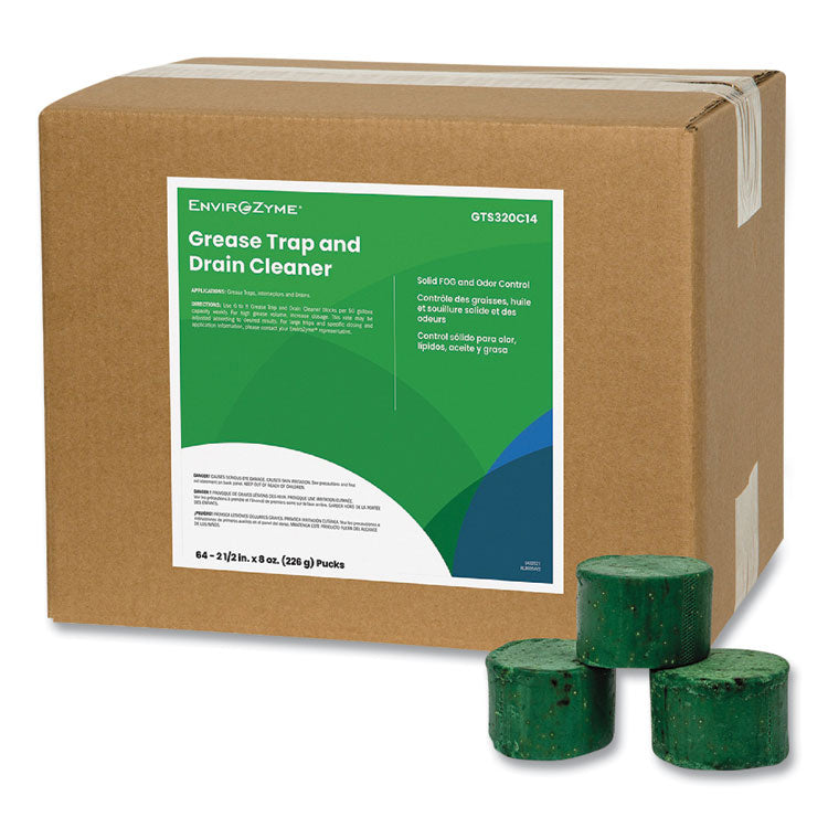 FOG Puck Large Grease Trap and Drain Cleaner, 8 oz, 64/Carton