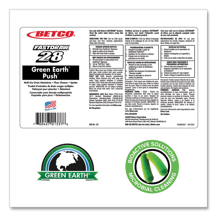 PUSH All Purpose Cleaner and Odor Eliminator, New Green Scent, 2 L Bottle, 4/Carton