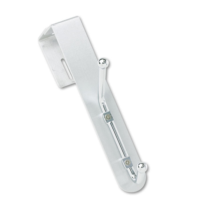 Over-The-Panel Double-Garment Hook, Satin Aluminum/chrome
