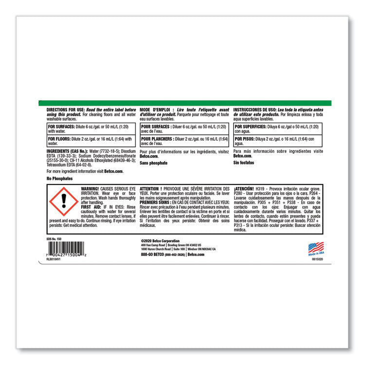 Top Flite All-Purpose Cleaner, Mint Scent, 1 gal Bottle, 4/Carton