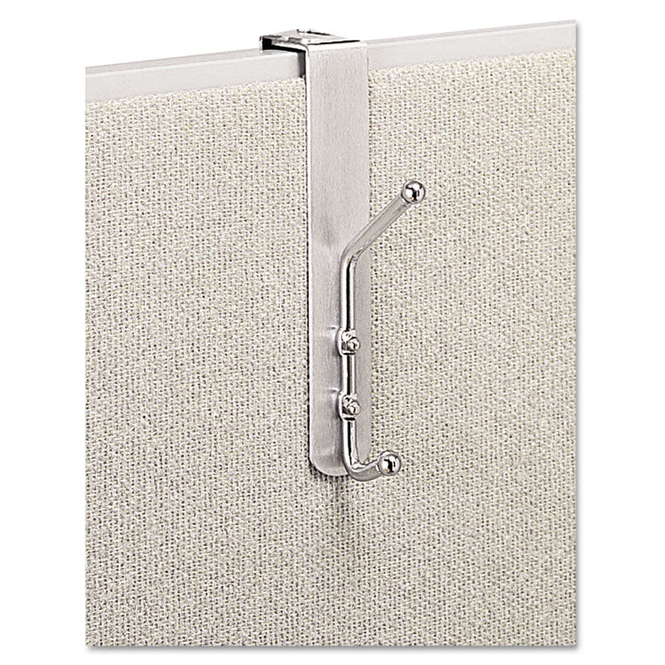 Over-The-Panel Double-Garment Hook, Satin Aluminum/chrome