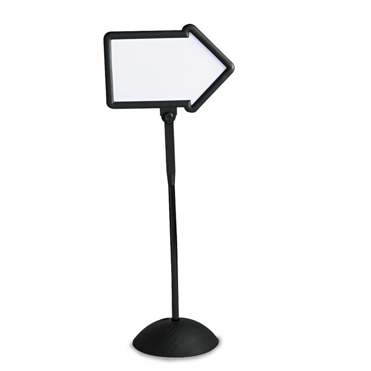 WriteWay Two-Sided Dry Erase Standing Message Sign, White 25.5" x 17.75" Arrow Surface, Black Frame, 25.5" x 17.75" x 64.25"