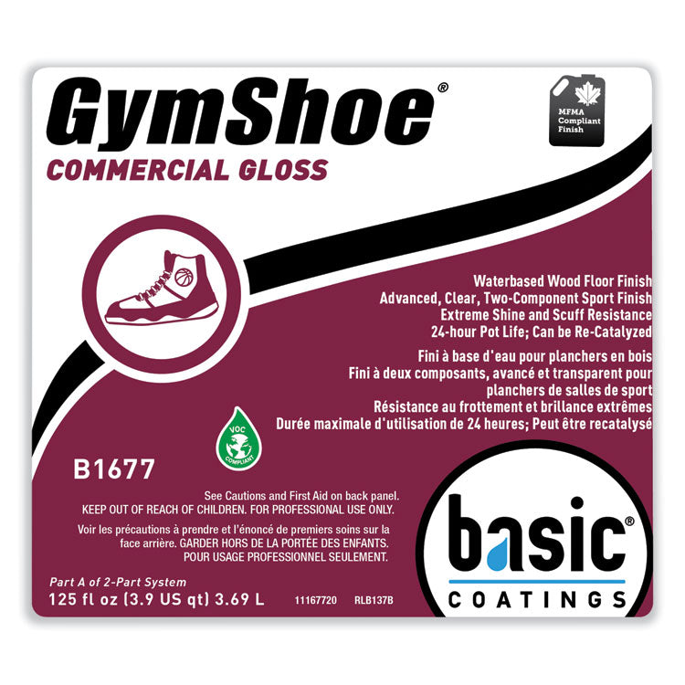 GymShoe Gloss Sport Finish, Mild Scent, 1 gal Bottle, 4/Carton