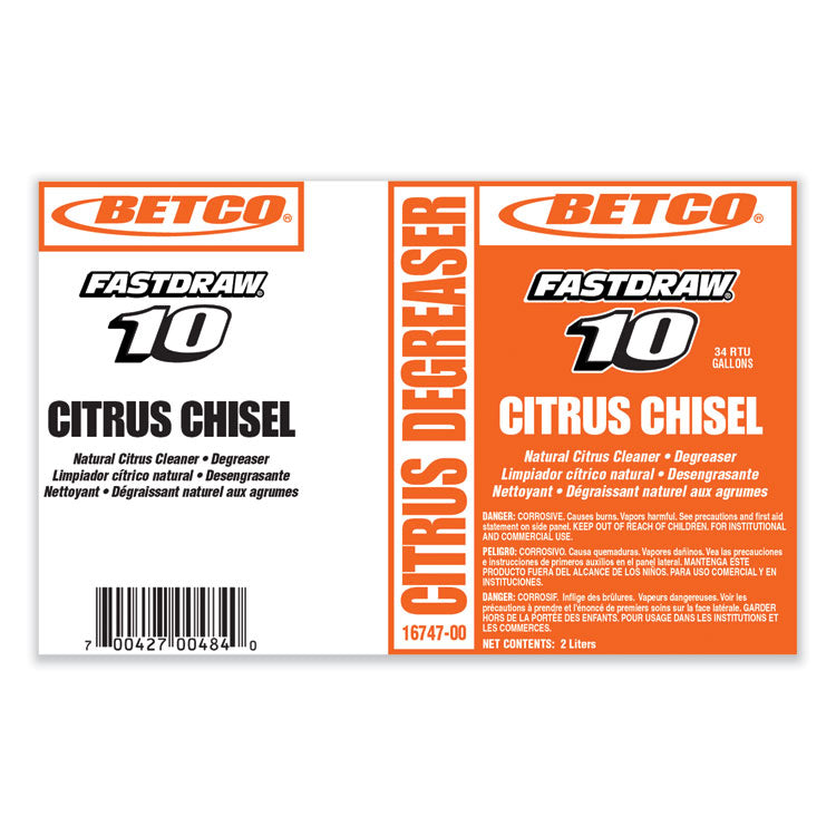 Citrus Chisel, Citrus Scent, FastDraw, 2 L Bottle, 4/Carton