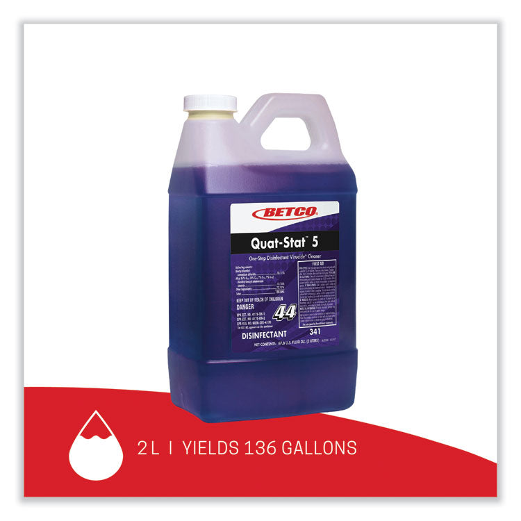 Quat-Stat 5 Disinfectant, Lavender Scent, 2 L Bottle, 4/Carton