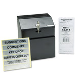 Steel Suggestion/key Drop Box With Locking Top, 7 X 6 X 8.5, Black Powder Coat Finish