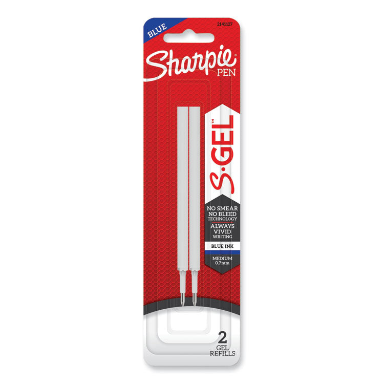S-Gel 0.7 Mm Pen Refills, Medium 0.7 Mm Bullet Tip, Blue Ink, 2/pack
