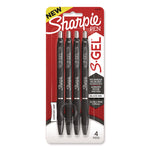 S-Gel High-Performance Gel Pen, Retractable, Extra-Fine 0.38 mm, Black Ink, Black Barrel, 4/Pack