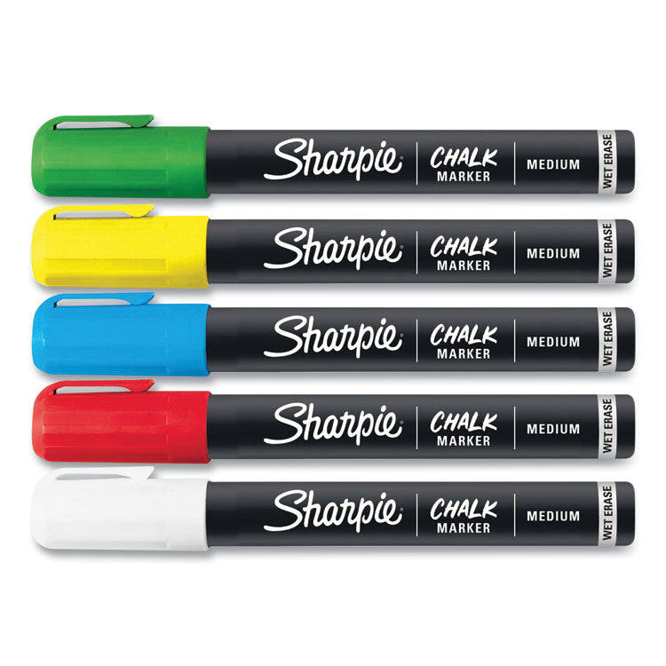 Wet-Erase Chalk Marker, Medium Bullet Tip, Assorted Colors, 5/pack