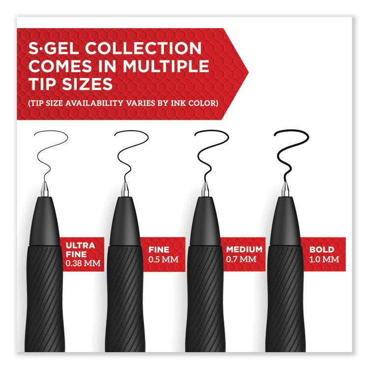 S-Gel High-Performance Gel Pen, Retractable, Bold 1 Mm, Blue Ink, Black Barrel, 4/pack
