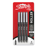 Professional Design Rollerball Pen, Stick, Fine 0.5 mm, Black Ink, Black Barrel, 4/Pack
