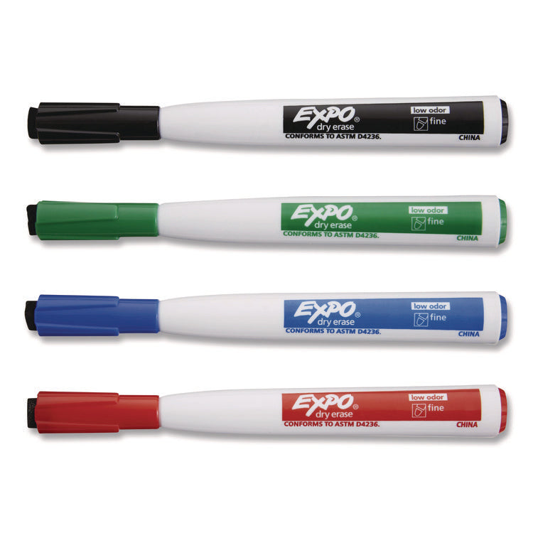 Magnetic Dry Erase Marker, Fine Bullet Tip, Assorted Colors, 4/Pack