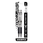 F-301 Ballpoint Pen, Retractable, Fine 0.7 Mm, Black Ink, Stainless Steel/black Barrel, 2/pack
