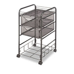 Onyx Mesh Mobile File with Four Supply Drawers, Metal, 1 Shelf, 4 Drawers, 15.75" x 17" x 27", Black